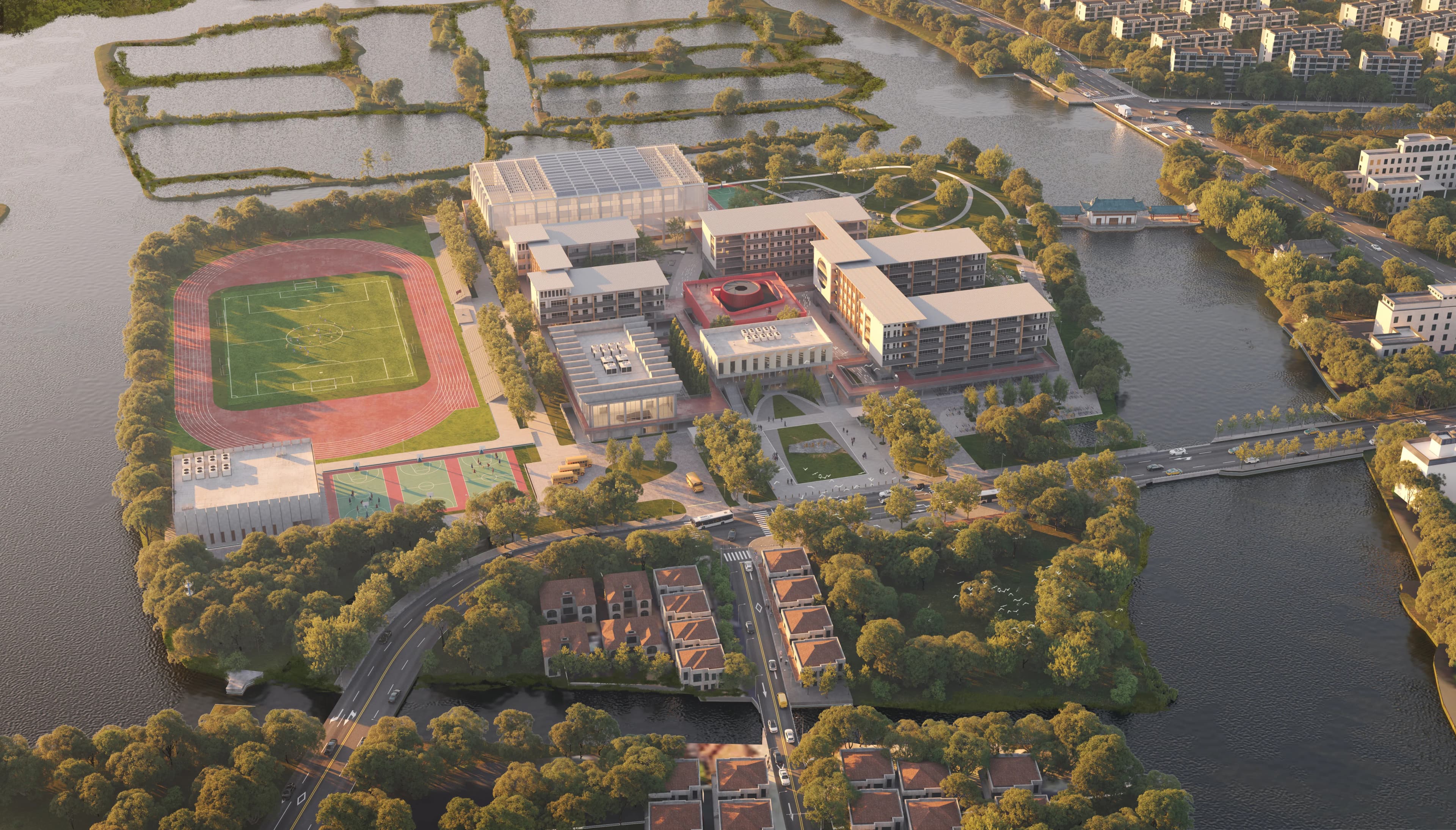 Jin Xi Middle School — aerial view