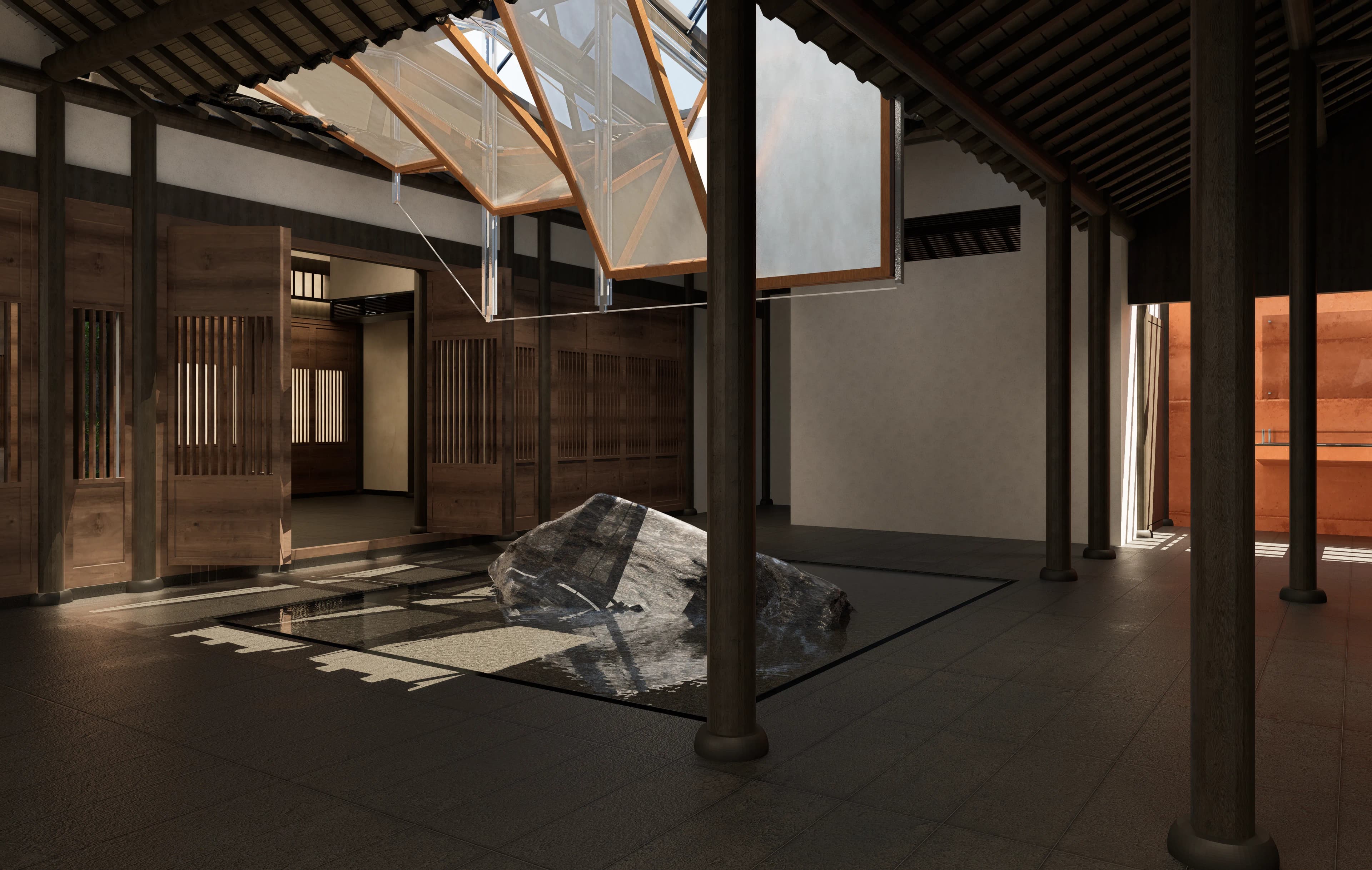 Zen House of Zhu Baochu — material